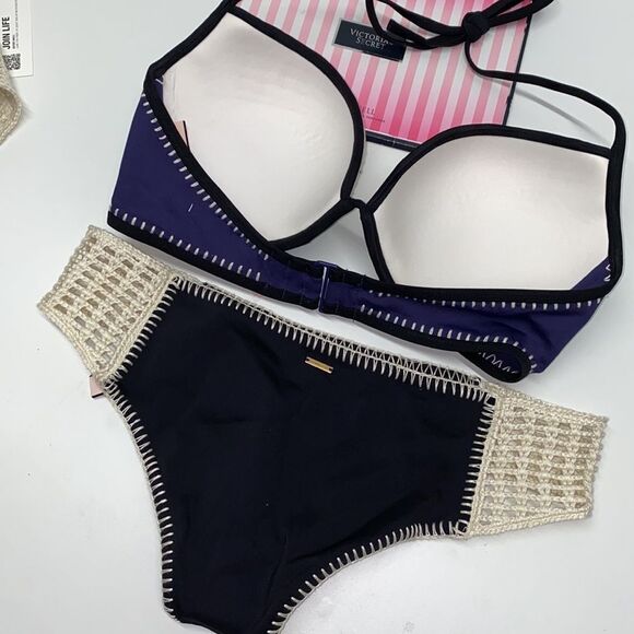 🔥🏖VICTORIA SECRET  swimsuit The Fabulous/push-up  cheeky  green/purple New - Picture 5 of 8